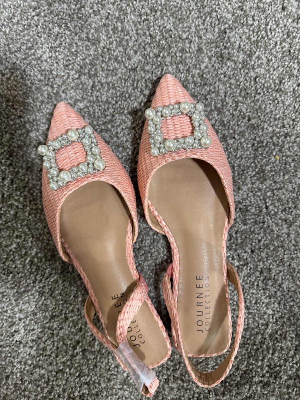 Journee Collection Pink Embellished Pointed Slingback Flats - Picture 6 of 6
